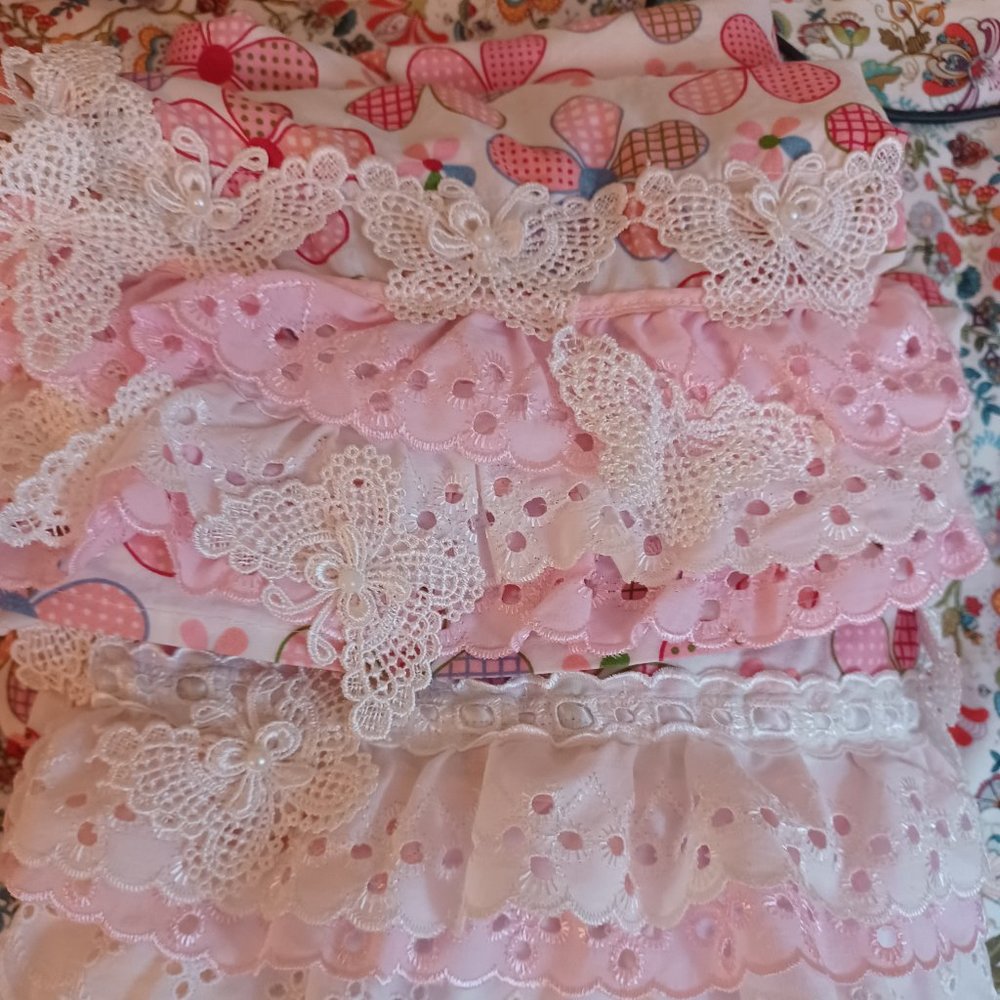 3 pc Twin Floral Butterflies Lace Sheets